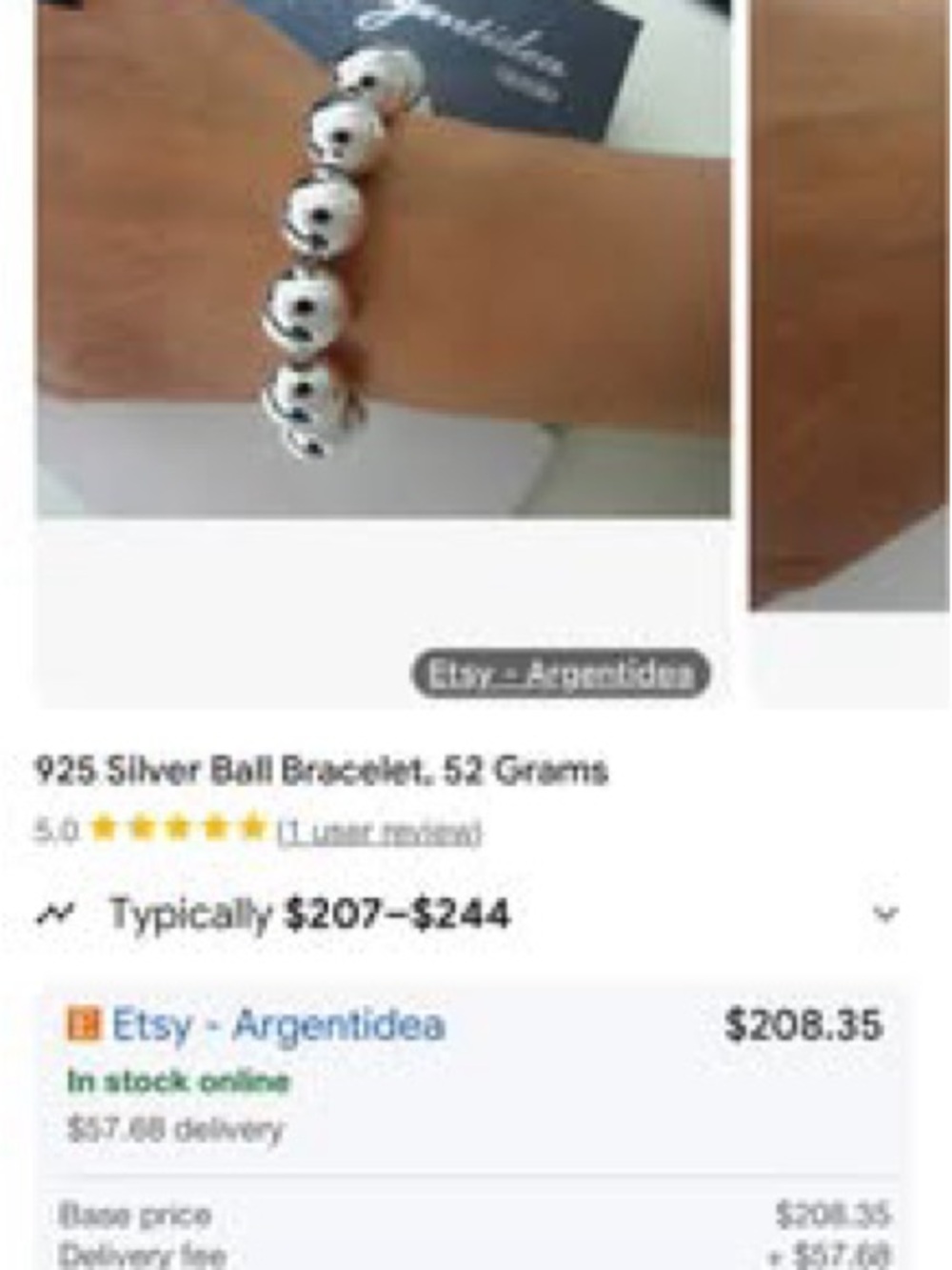Classic Sterling Silver 14mm Bead Toggle Bracelet - Women Jewelry - Picture 7 of 8